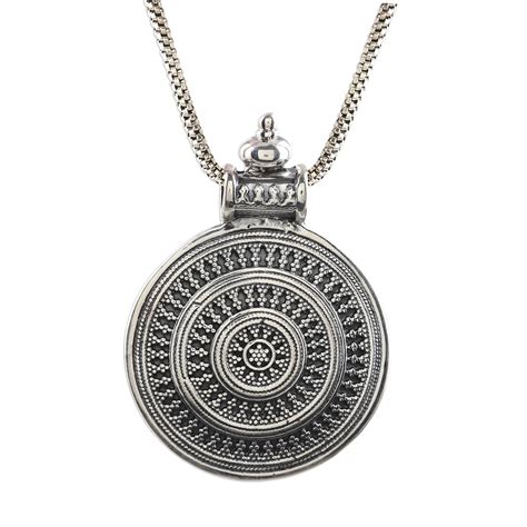 Sterling Silver Medallion Pendant Necklace Bold Medallion NOVICA