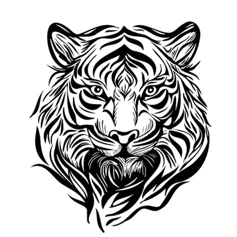 Premium Vector Face Of Cartoon Tiger Hand Drawn Sketch Vector