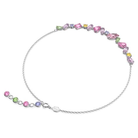 Gema Necklace Mixed Cuts Multicolored Rhodium Plated Swarovski