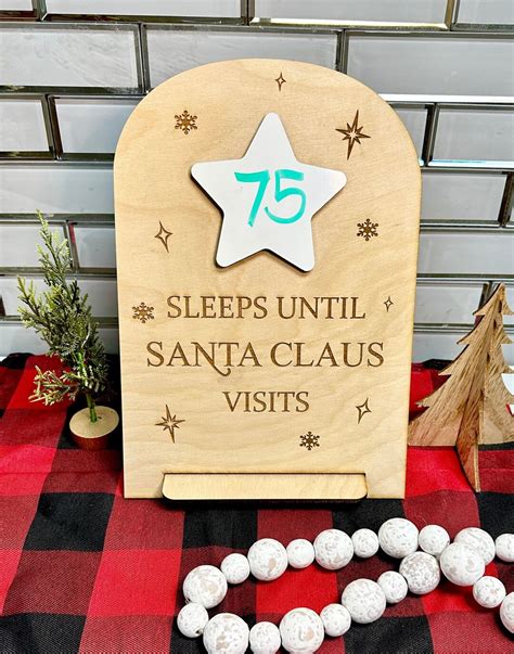 Sleeps Until Santa Claus Visits Christmas Countdown Dry Erase Board