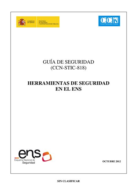 Ccn Stic 818 Herramientas De Seguridad En El Ens Seguridad GuÍa De