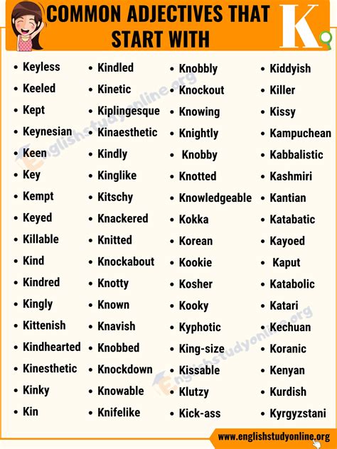 250 Adjectives That Start With K K Adjectives With Useful Examples