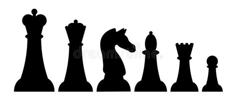 Piezas De Ajedrez Pieza Negra Logo Rook Queen King Iconos Objetos De Juego De Mesa Siluetas