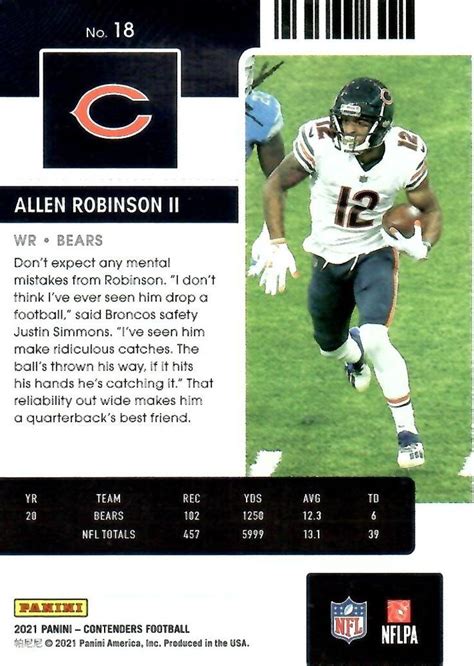 2021 Panini Contenders 18 Allen Robinson II Trading Card Database