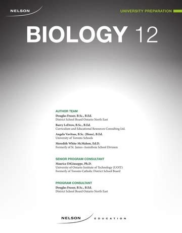 Nelson - Biology 12 : Nelson Education Ltd. : Free Download, Borrow, and Streaming : Internet ...