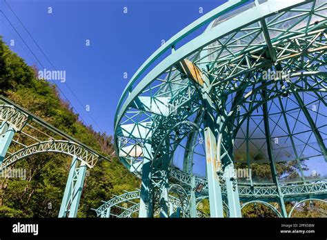 Green Glass Pavilion With A Dome Above Mineral Water Hot Spring In