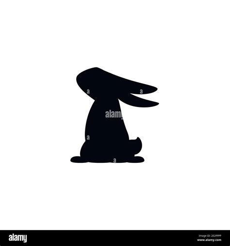 Vector Icon With Cartoon Bunny Black Rabbit Isolated On White Easter