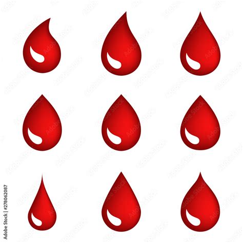 Red Bood Drops Icons Or Bleeding Symbols Collection Isolated Stock