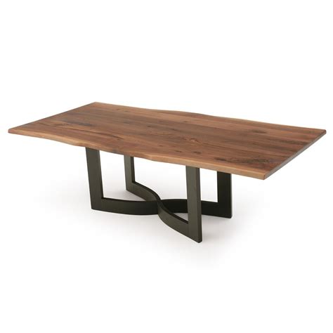 Modern Wavy X Natural Wood Dining Table