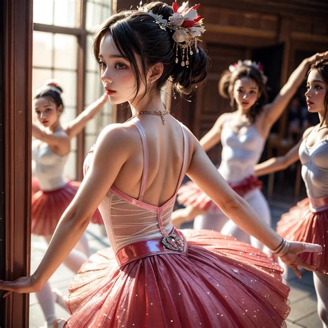 There are many young girls in tutuss are dancing together - SeaArt AI
