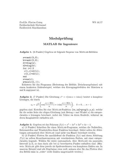 Klausur Wintersemester 2015 2016 Fragen Prof Flavius Fachhochschule