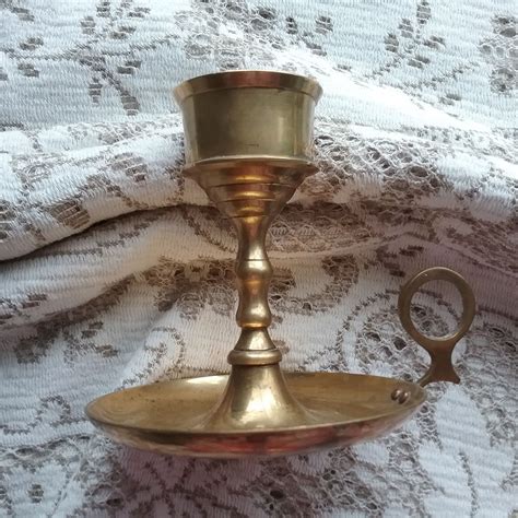 Brass Candlestick Vintage Chamberstick Candle Holder With Etsy Canada Brass Candlesticks