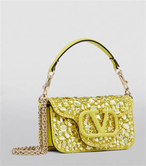 Womens Valentino Garavani yellow Embellished Locó Top Handle Bag