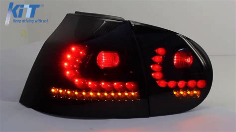 LITEC LED Taillights For VW Golf 5 V Black Smoke With Dynamic