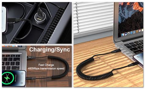 Coiled Lightning Cable Iphone Charger Cable For Car [apple Mfi Certified] Retractable Apple