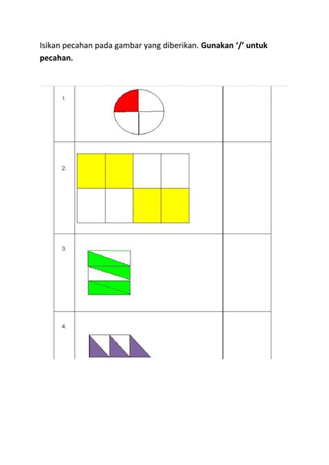 Latihan Matematik Tahun 3 Pecahan Wajar Dan Pecahan Setara 2 Online