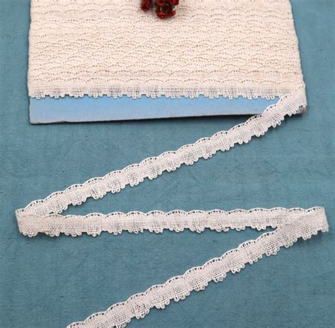 Antique French Bobbin Lace Ribbon Linen Handmade Trim Le Puy Vintage By