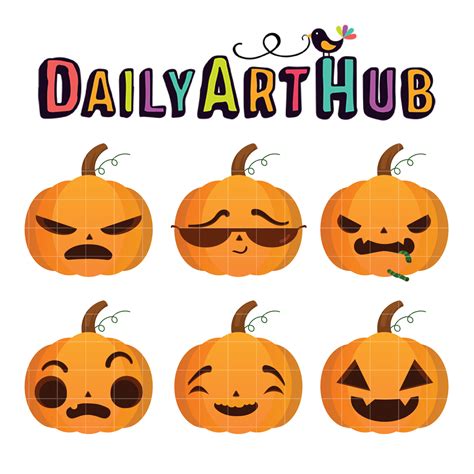 Spooky Pumpkin Faces Clip Art Set – Daily Art Hub // Graphics, Alphabets & SVG