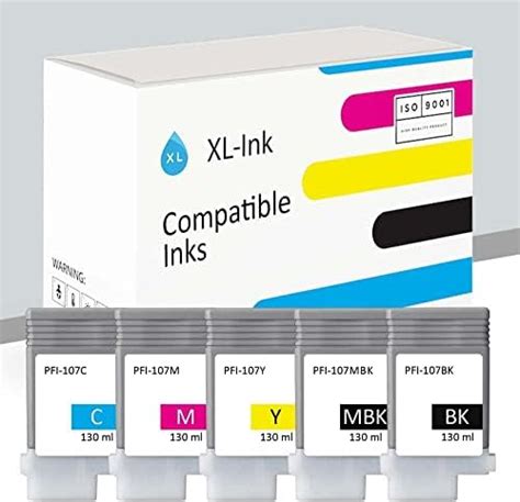 XL Ink Compatible With Set Of 5 Canon PFI 107 MBK BK C M Y Amazon Co