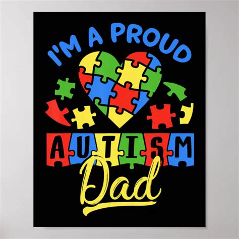 Proud Autism Dad Awareness Father Day Autistic Son Poster Zazzle