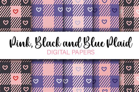 Black And Pink Valentines Day Plaids Graphic By Green Pilot Creative