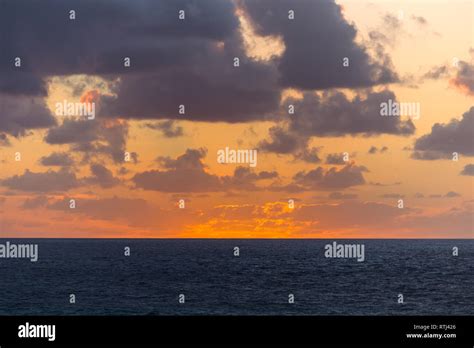 Sunset Over Ocean Atlantic Ocean Shore Cape Spartel Near Tangier