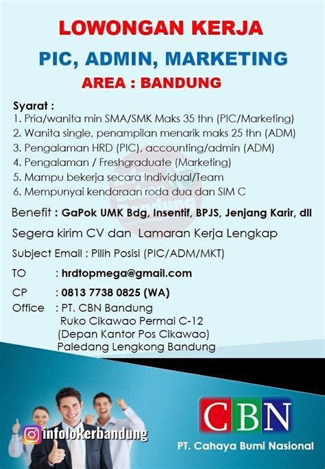 Lowongan Kerja Ptcahaya Bumi Nasional Bandung Maret 2019 Job