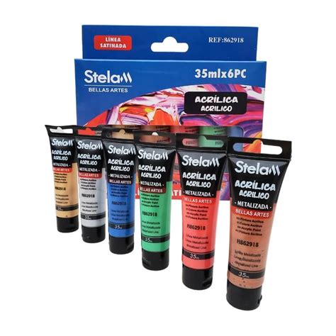 Set Pinturas acrílicas metalizadas 6 colores 35ml Celebra Ideas