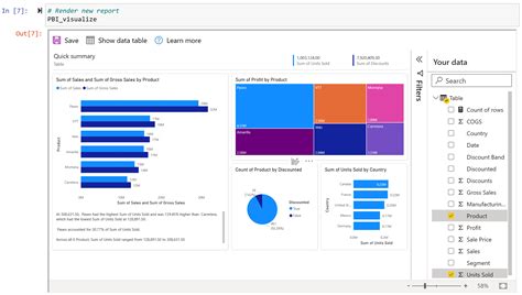 Créer un rapport rapide dans lenvironnement Jupyter Power BI