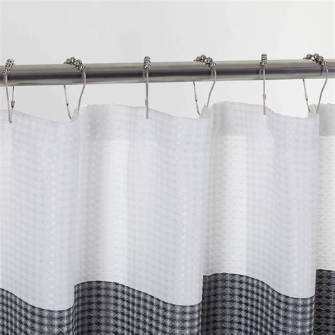 Dainty Home Ombre Waffle Shower Curtain 72 In L Black Striped Polyester