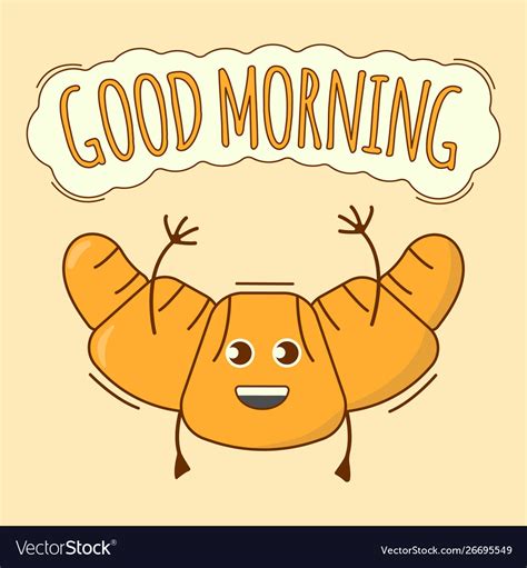 Good morning banner croissant icon cute character Vector Image