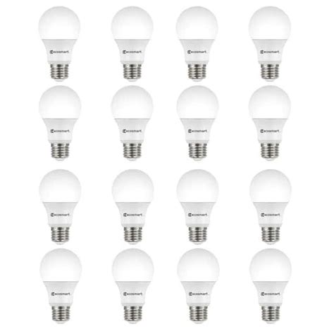 Ecosmart 60 Watt Equivalent A19 Dimmable Energy Star Led Light Bulb Daylight 16 Pack