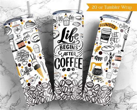 Coffee Tumbler Wrap Tumbler Wrap PNG Coffee Sublimation Etsy