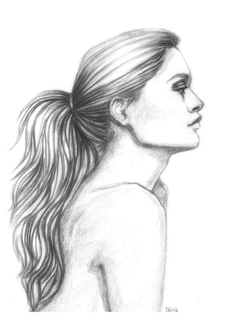 Ponytail Drawing Front View