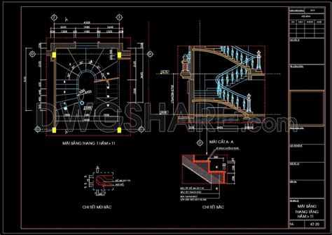 94.Detailed drawings of stairs in autocad file