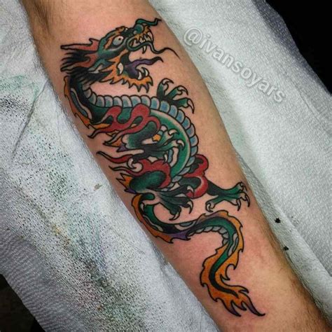 Tatouage Japonais Dragon Color Avant Bras Dragon Hand Tattoo Dragon