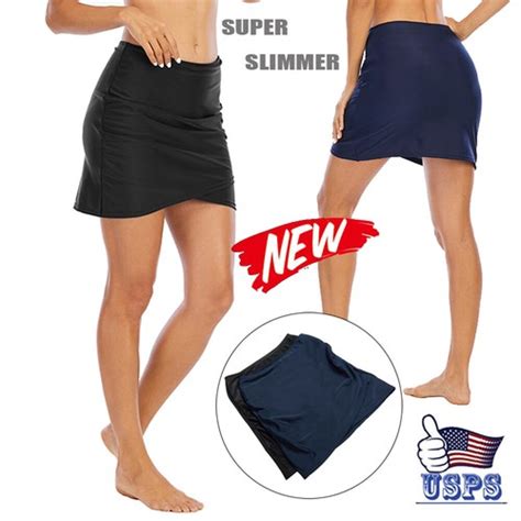 Womens Shirring Swim Short Skirts Bikini Bottom Swimsuit Lady Sexy Skort Ebay