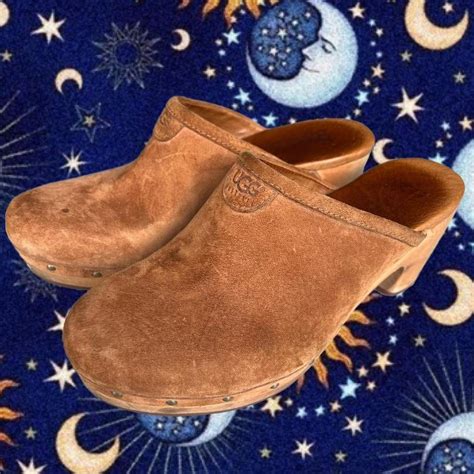 Ugg Abbie Clogs Suede And Sheepskin Slip On Depop