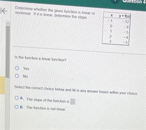 Solved Determine Whether The Given Function Is Linear Or Chegg