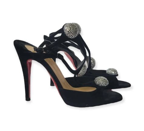 Christian Louboutin Black Suede Spartenvol Strass 100 Gem