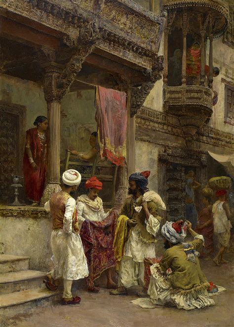 The Silk Merchants, Indian Bazaar Painting by Edwin Lord Weeks - Fine ...