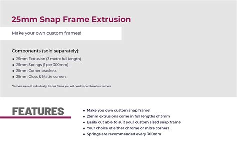 25mm Snap Frame Extrusion