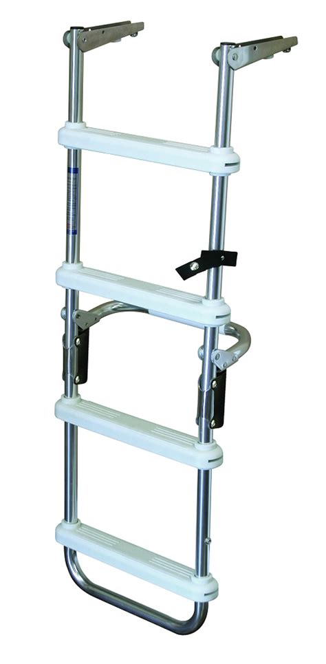 Jif Marine 4 Step Folding Pontoon Ladder With Flush Mount 4 Step Ladder