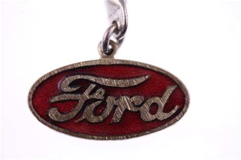 Ford Original Vintage S Red Enamel Badge Keychain Handmade