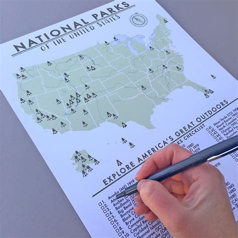 NATIONAL PARKS MAP CHECKLIST POSTER - 63 PARKS - Ourrootedshop