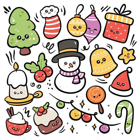 Premium Vector Hand Drawn Kawaii Christmas Doodle