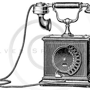 Vintage Telephone Illustration Printable 1800s Phones Antique Steampunk ...