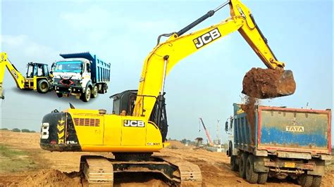 Jcb 3dx With Jcb Excavator Backhoe Loading Mud In Tata 2518 Truck