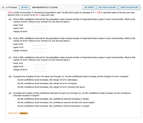 Solved 21 11 Points DETAILS BBUNDERSTAT12 7 1 019 MI Chegg