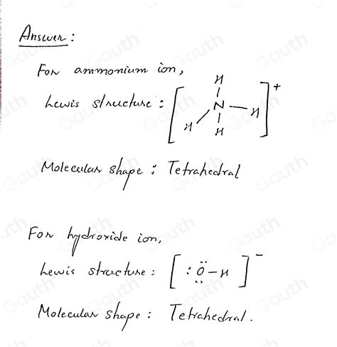 Solved: 3. Draw the Lewis dot structures for the ammonium ion and the